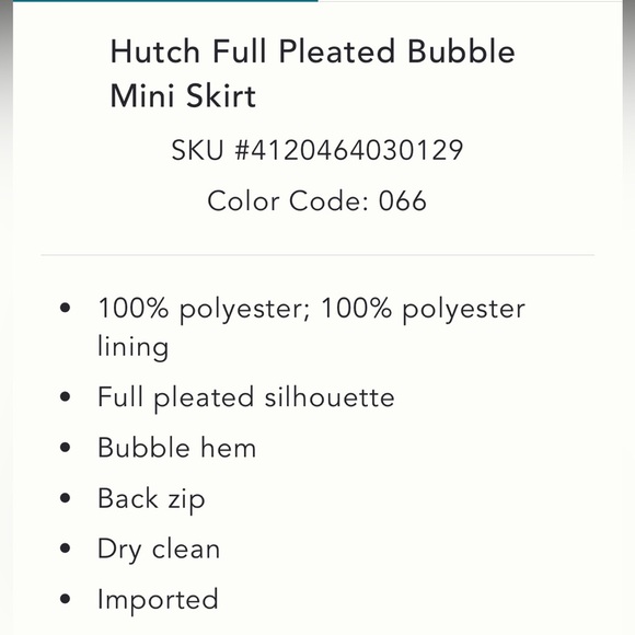 Anthropologie NWT Hutch Full Pleated Bubble Mini Skirt size 10. - Picture 5 of 7